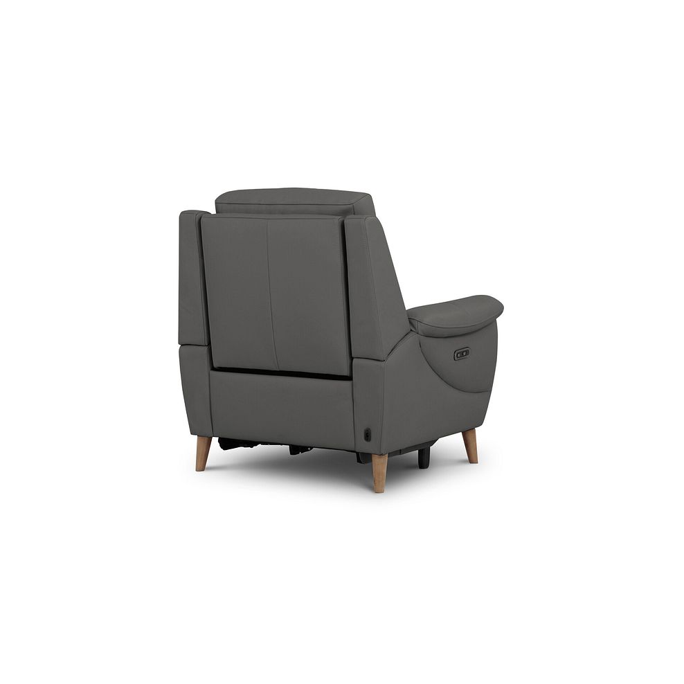 Brunel Recliner Armchair with Adjustable Power Headrest and Lumbar Support in Elephant Grey Leather 7
