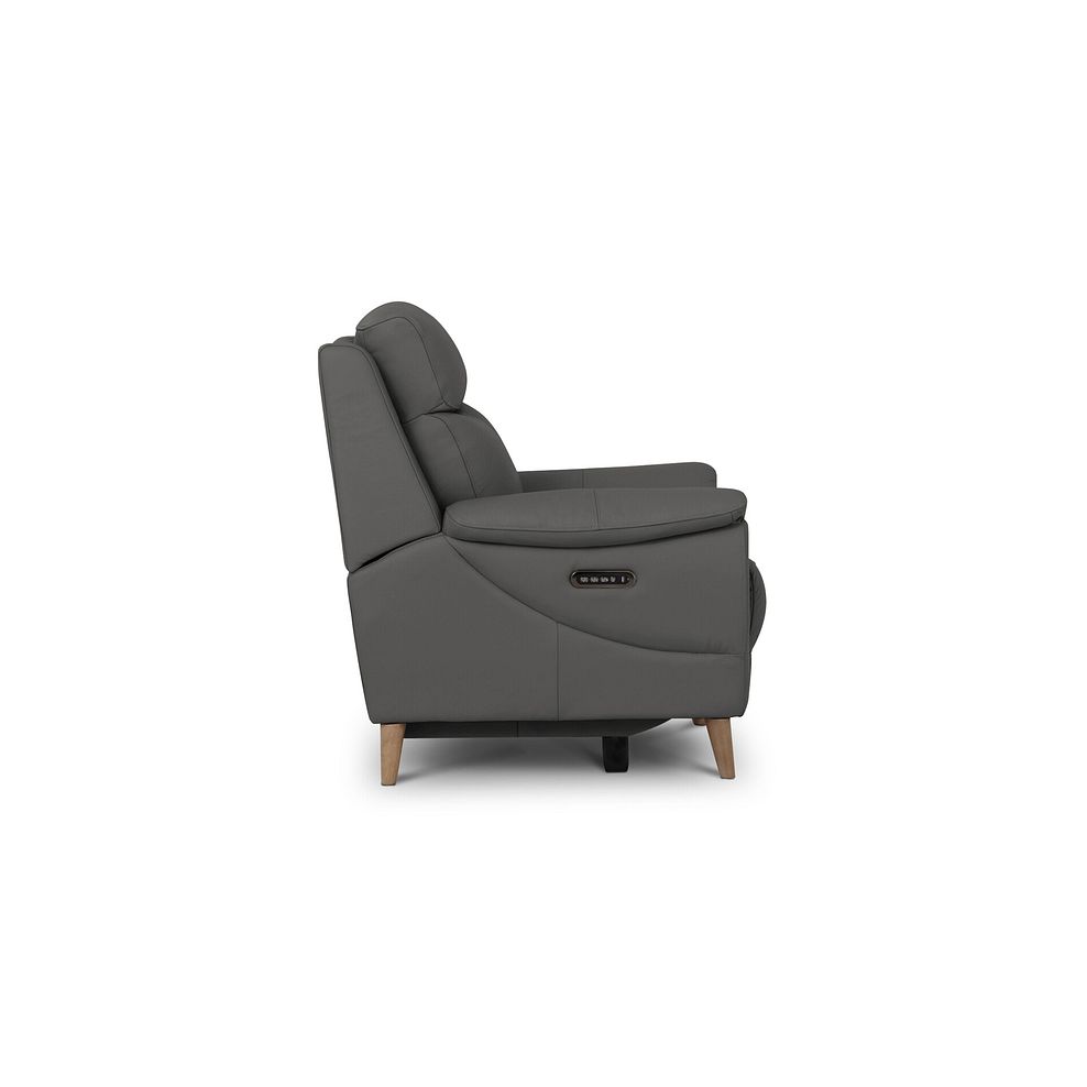 Brunel Recliner Armchair with Adjustable Power Headrest and Lumbar Support in Elephant Grey Leather 6