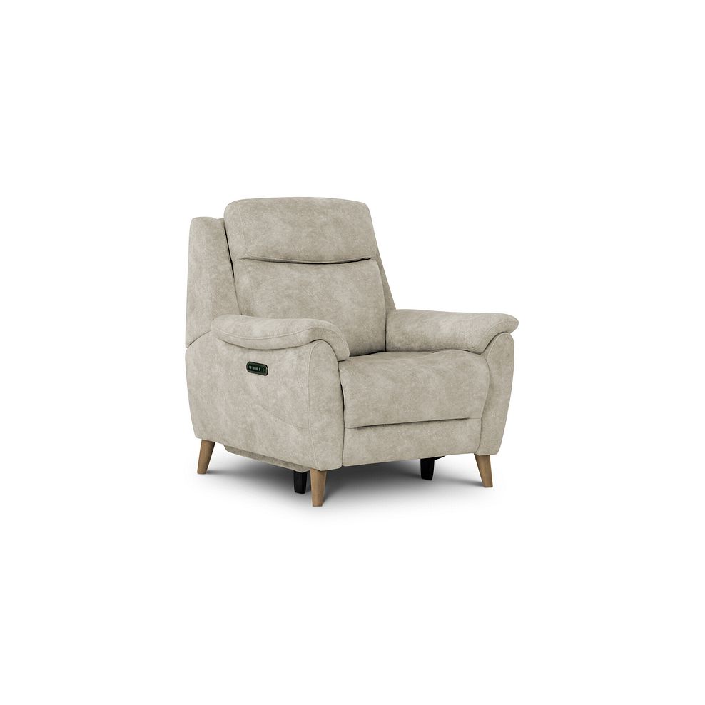 Brunel Recliner Armchair with Adjustable Power Headrest and Lumbar Support in Marble Cream Fabric 1