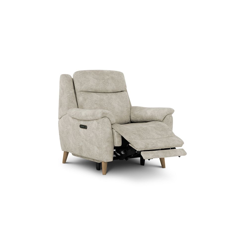 Brunel Recliner Armchair with Adjustable Power Headrest and Lumbar Support in Marble Cream Fabric 2