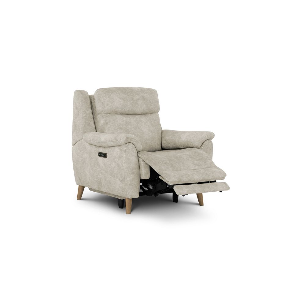Brunel Recliner Armchair with Adjustable Power Headrest and Lumbar Support in Marble Cream Fabric 3