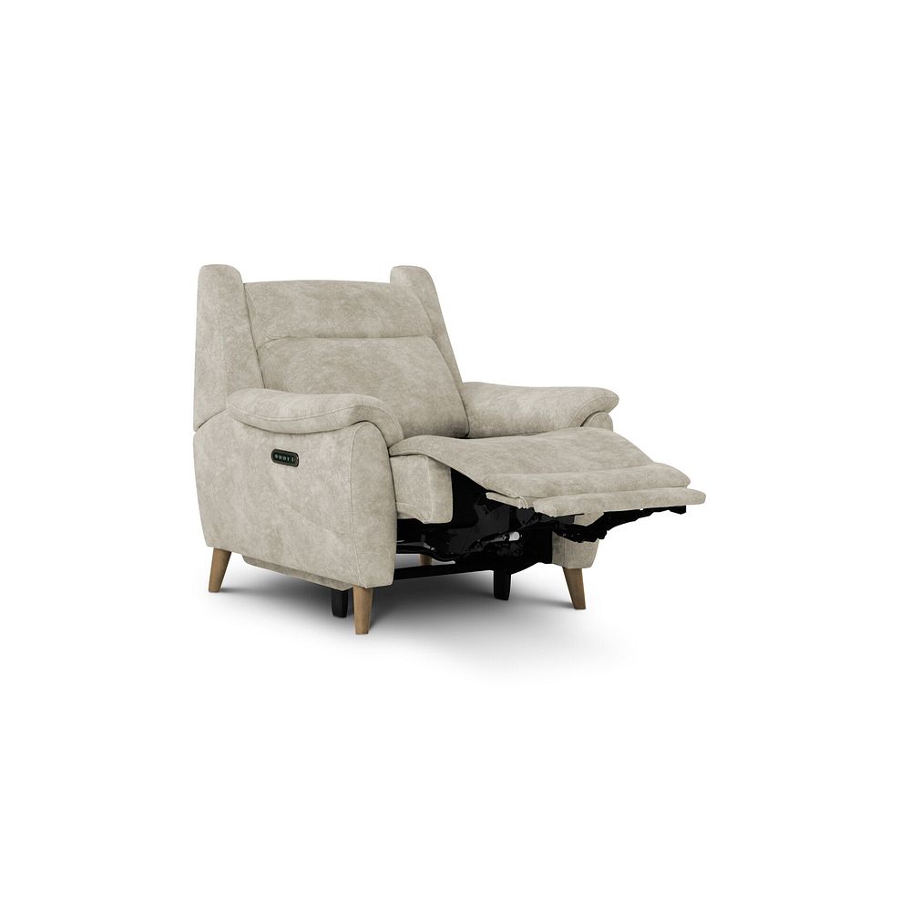 Brunel Recliner Armchair with Adjustable Power Headrest and Lumbar Support in Marble Cream Fabric 4