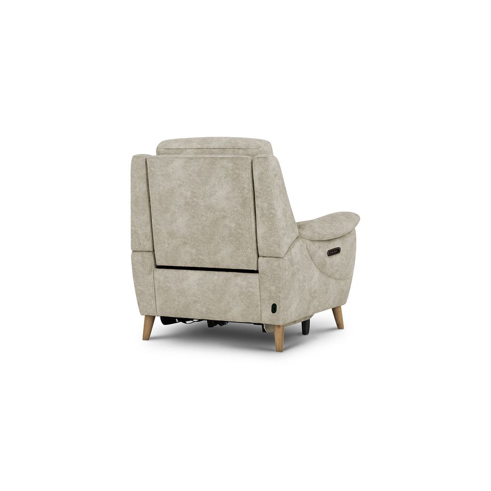 Brunel Recliner Armchair with Adjustable Power Headrest and Lumbar Support in Marble Cream Fabric 6