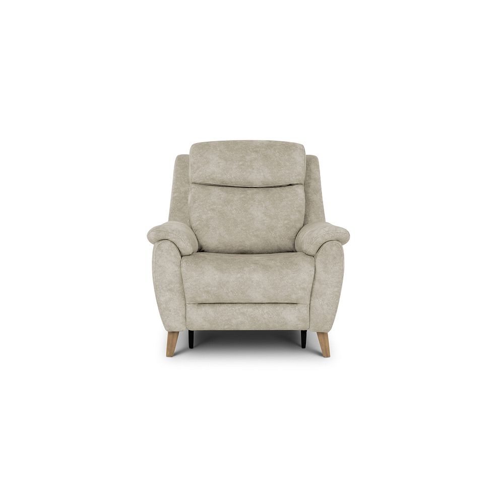 Brunel Recliner Armchair with Adjustable Power Headrest and Lumbar Support in Marble Cream Fabric 5
