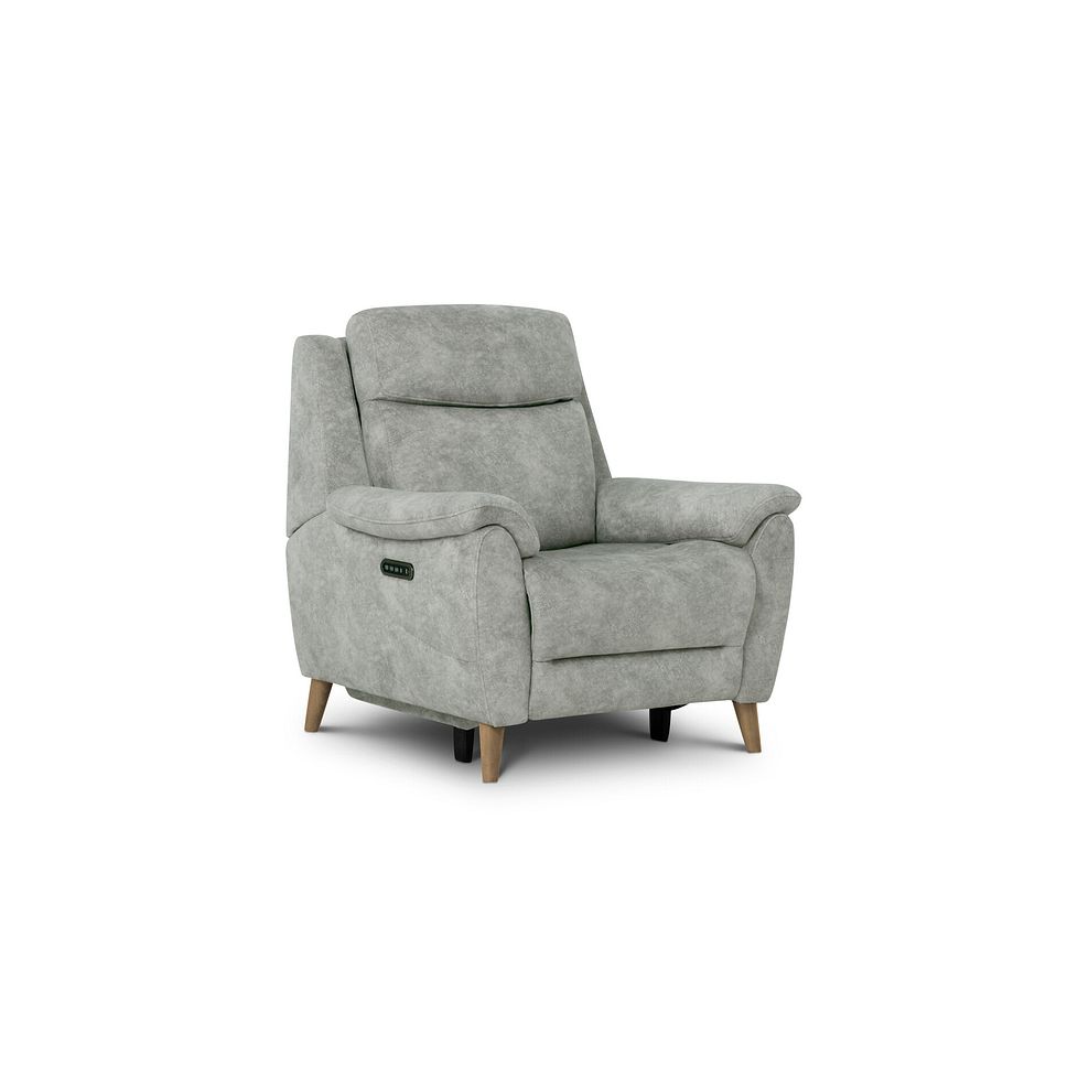 Brunel Recliner Armchair with Adjustable Power Headrest and Lumbar Support in Marble Silver Fabric 1