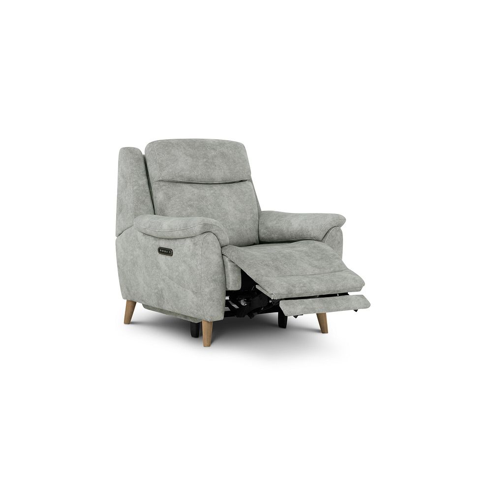 Brunel Recliner Armchair with Adjustable Power Headrest and Lumbar Support in Marble Silver Fabric 2