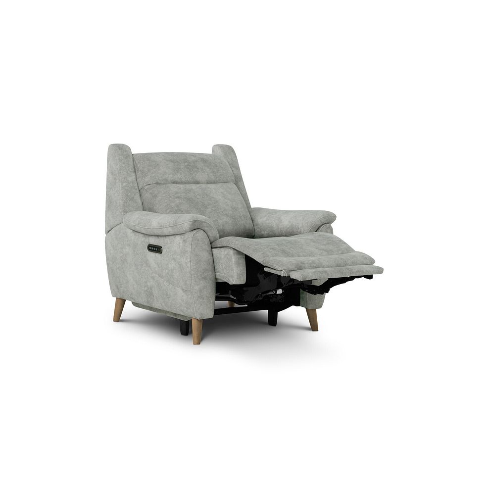 Brunel Recliner Armchair with Adjustable Power Headrest and Lumbar Support in Marble Silver Fabric 4