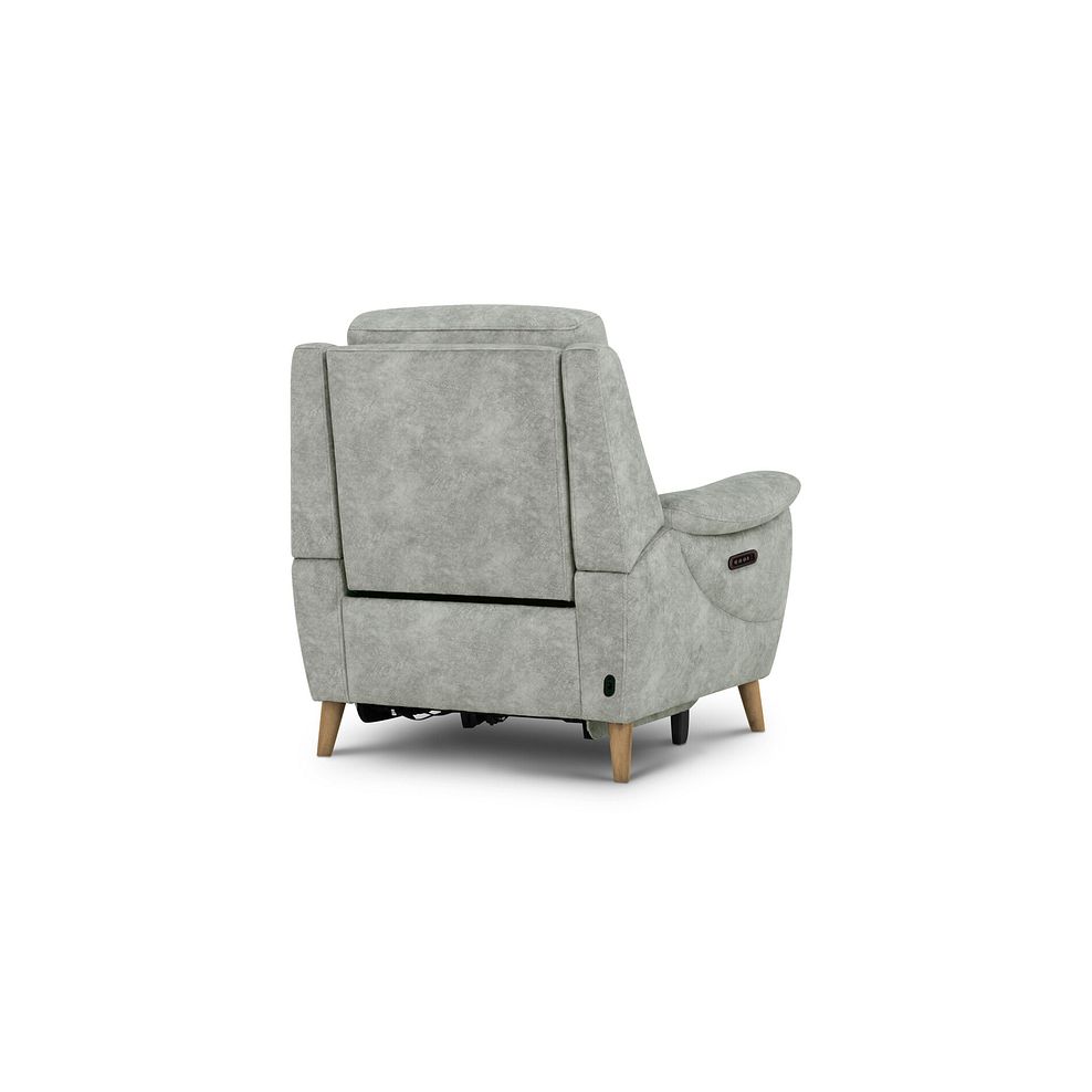 Brunel Recliner Armchair with Adjustable Power Headrest and Lumbar Support in Marble Silver Fabric 7