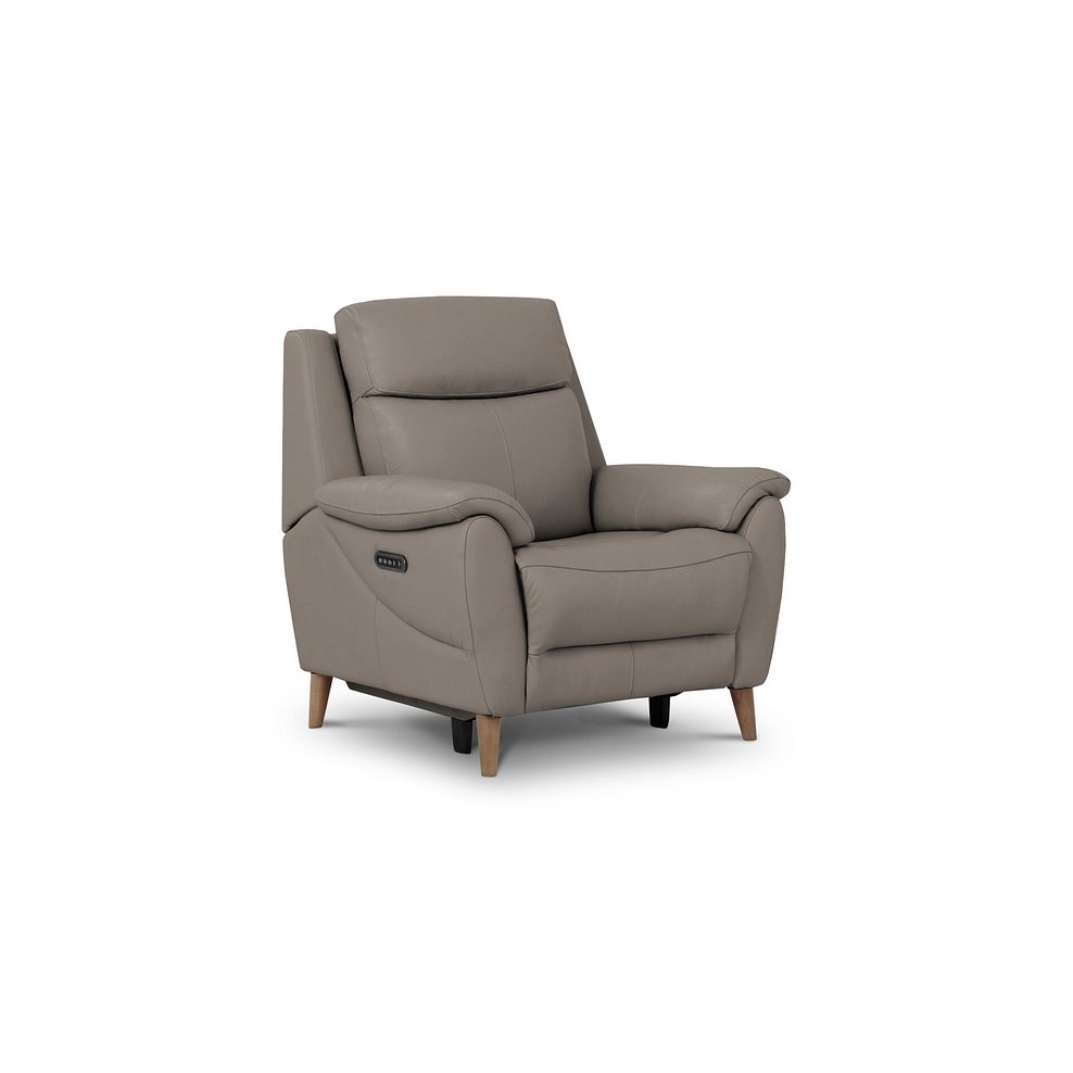 Brunel Recliner Armchair with Adjustable Power Headrest and Lumbar Support in Oyster Leather 1