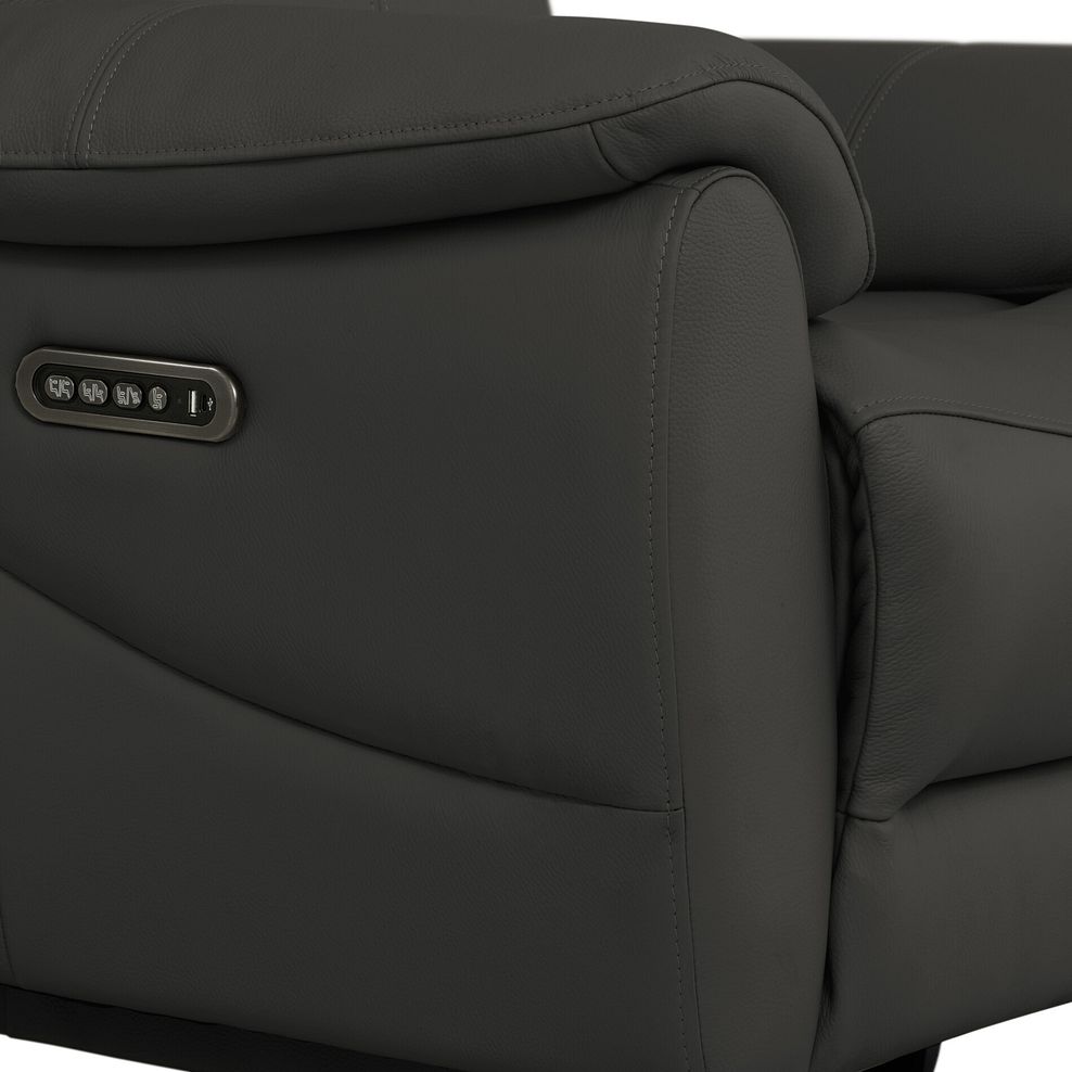 Brunel Recliner Armchair with Adjustable Power Headrest and Lumbar Support in Storm Leather 12