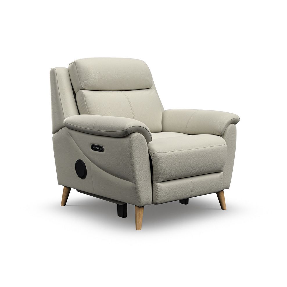 Brunel Electric Recliner Armchair with Speakers in Bone China Leather 1