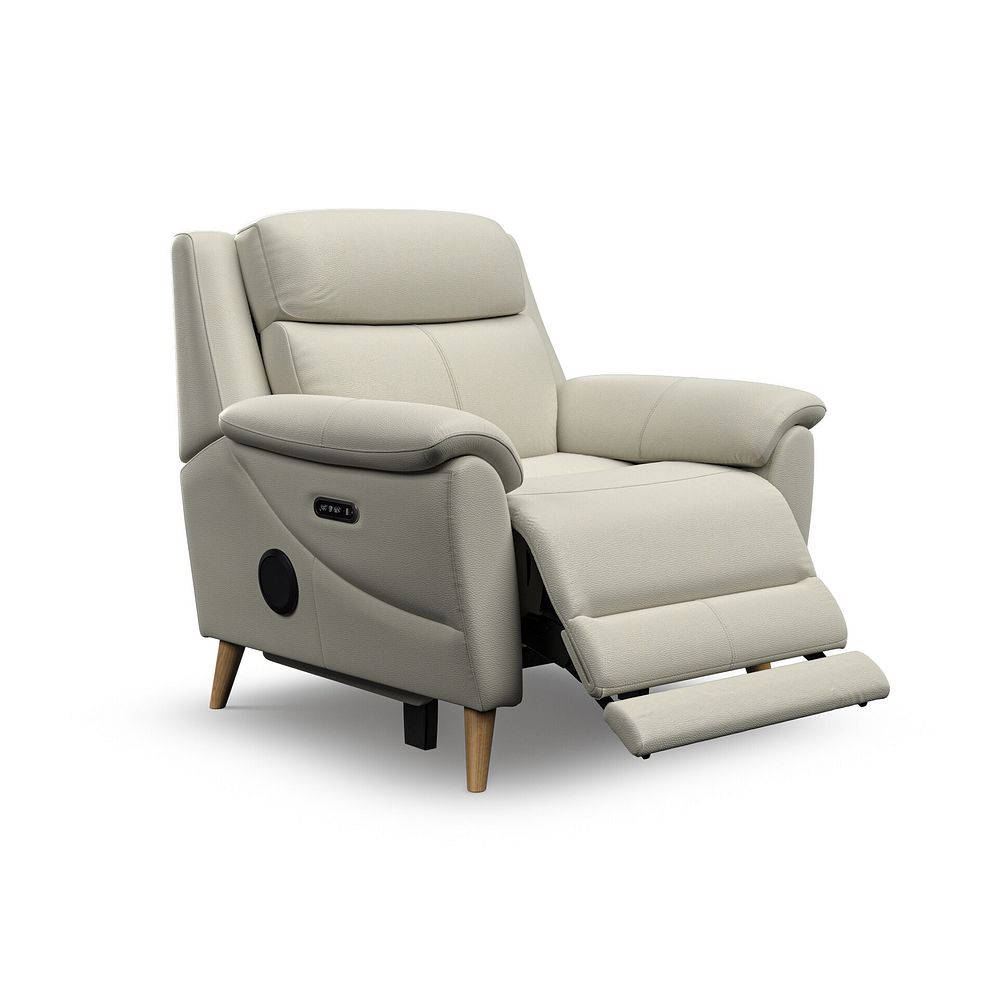 Brunel Electric Recliner Armchair with Speakers in Bone China Leather 2