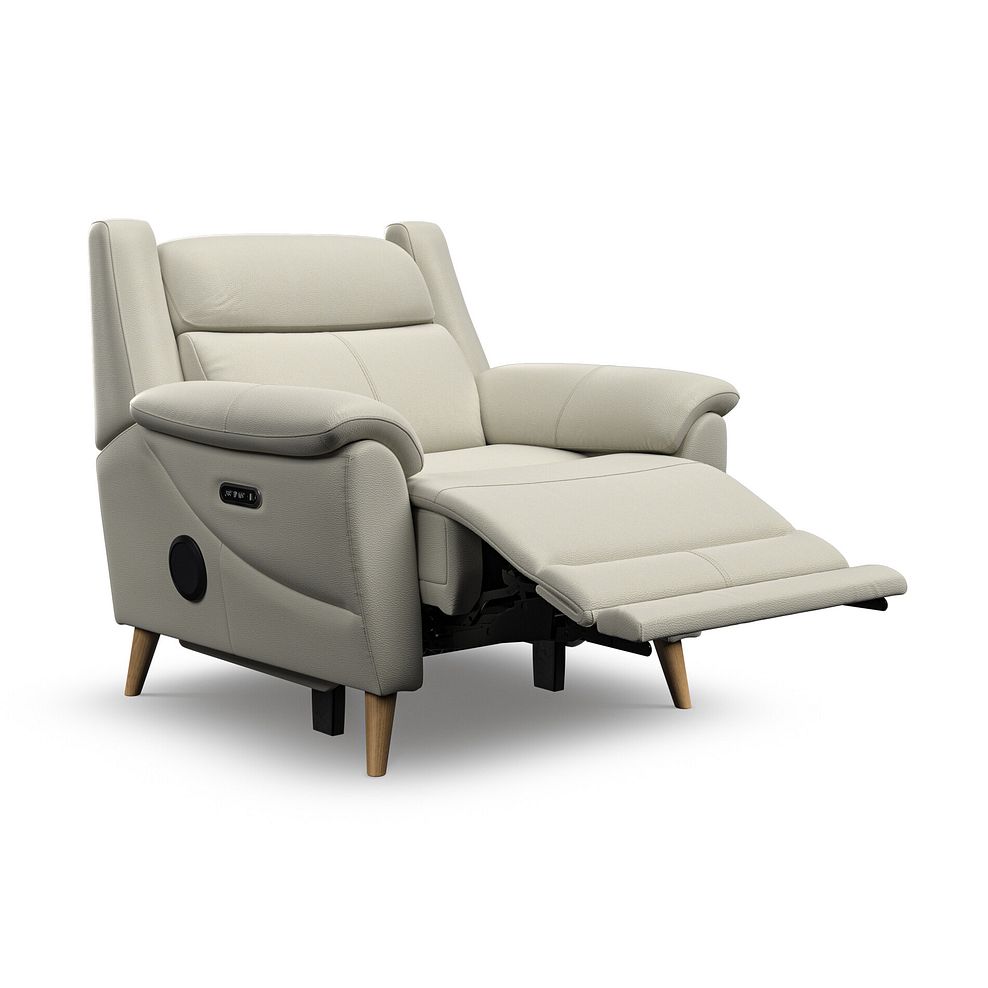 Brunel Electric Recliner Armchair with Speakers in Bone China Leather 3