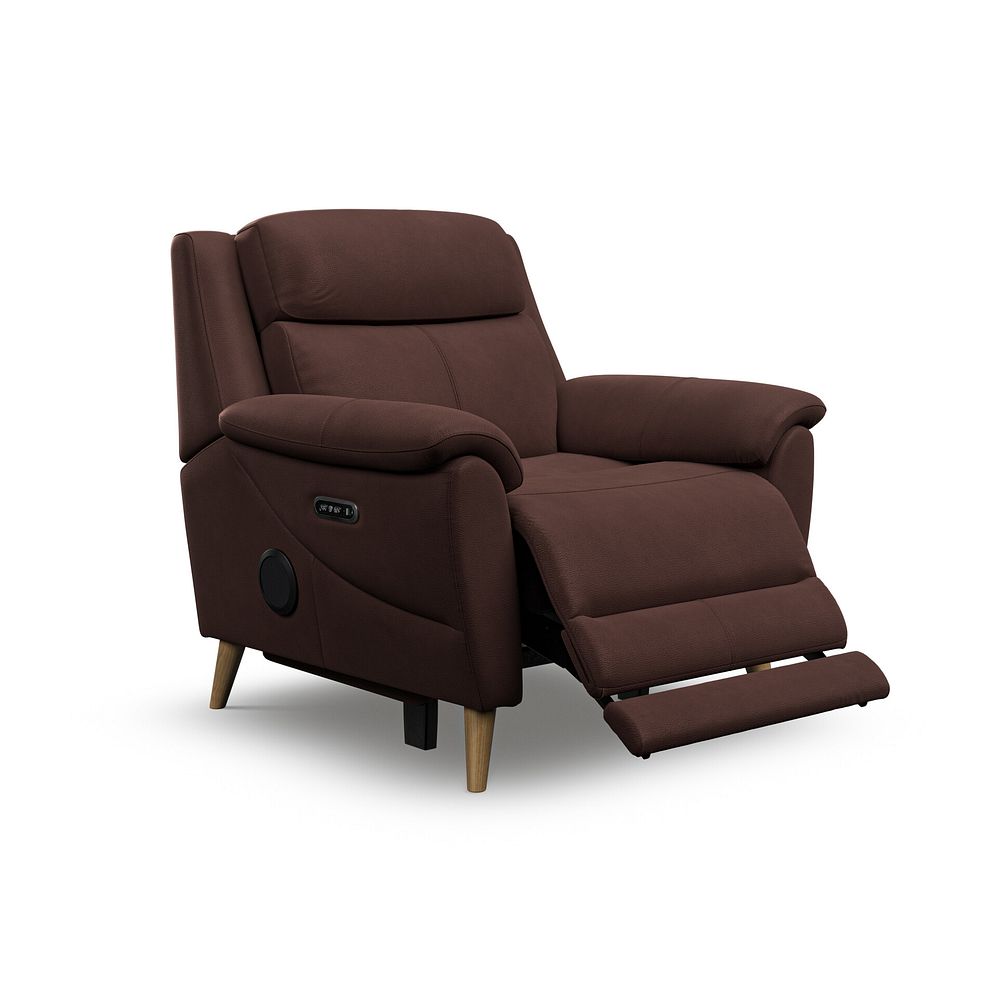 Brunel Electric Recliner Armchair with Speakers in Chestnut Leather 2