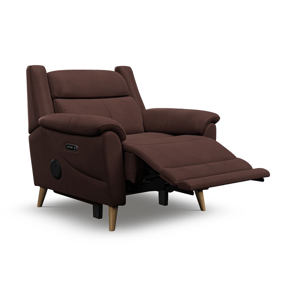 Brunel Electric Recliner Armchair with Speakers in Chestnut Leather 3