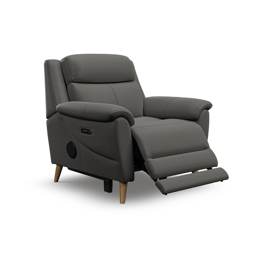 Brunel Electric Recliner Armchair with Speakers in Elephant Grey Leather 3