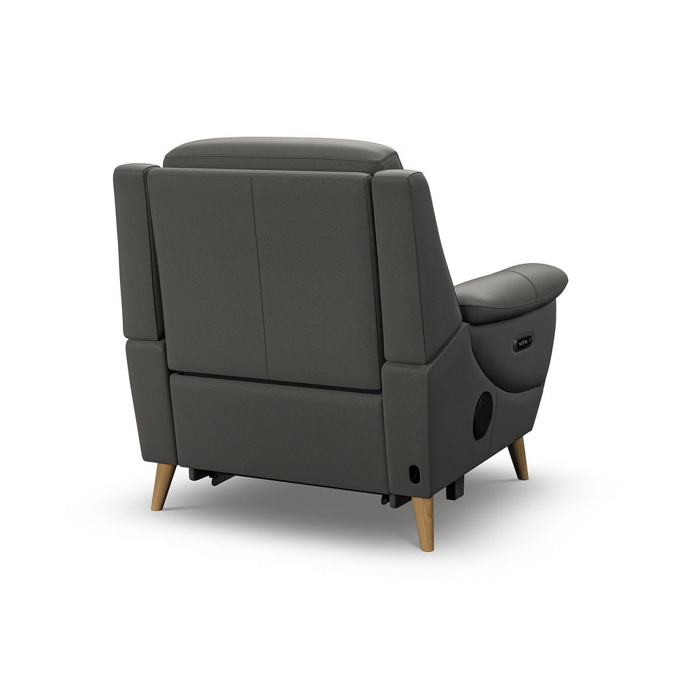 Brunel Electric Recliner Armchair with Speakers in Elephant Grey Leather 6
