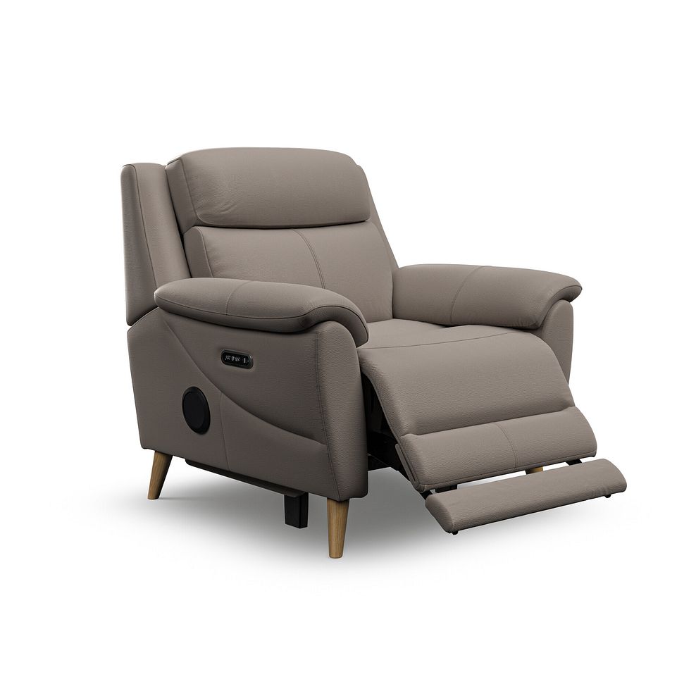 Brunel Electric Recliner Armchair with Speakers in Oyster Leather 2