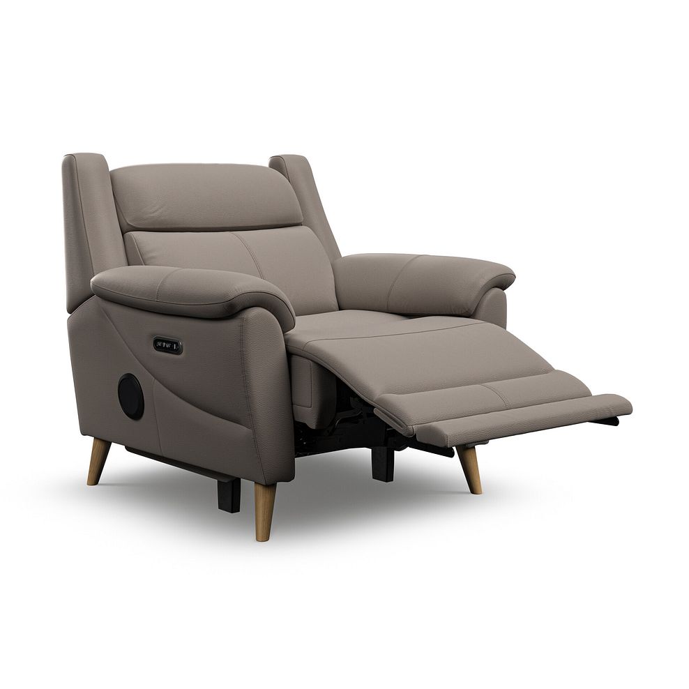 Brunel Electric Recliner Armchair with Speakers in Oyster Leather 3