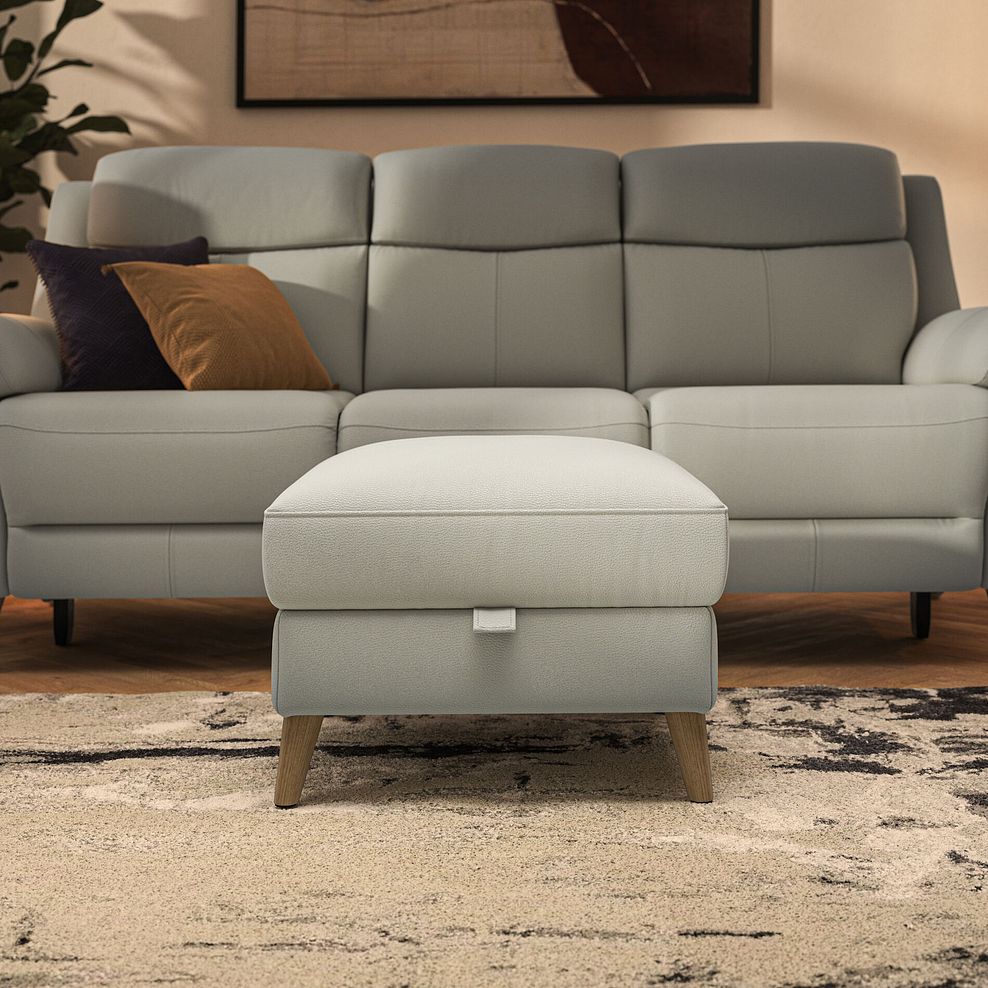 Brunel Storage Footstool in Bone China Leather 2