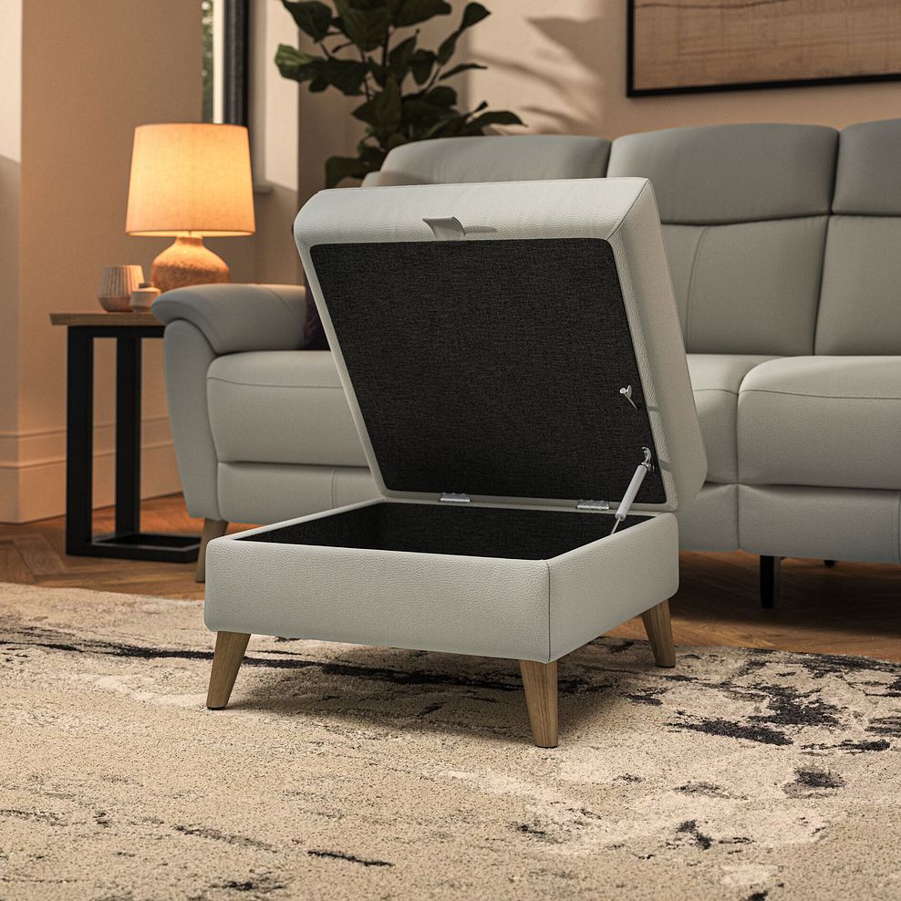 Brunel Storage Footstool in Bone China Leather 3