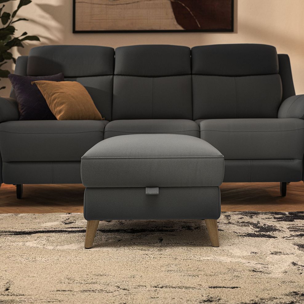 Brunel Storage Footstool in Elephant Grey Leather 2