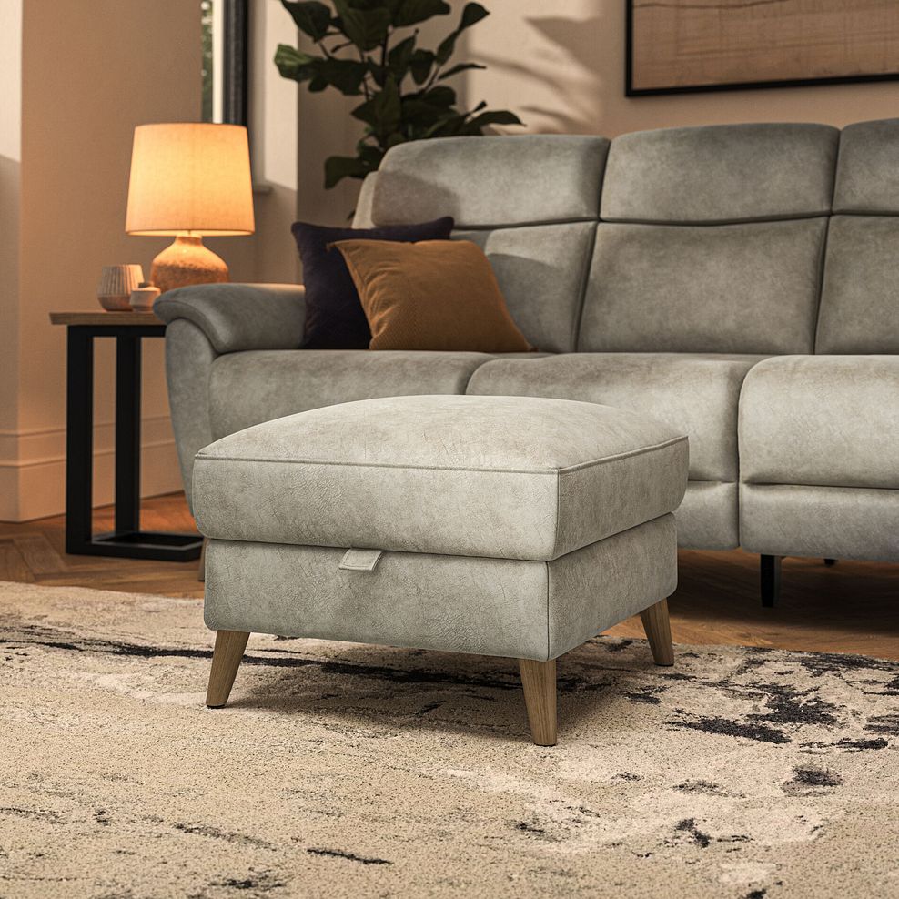 Brunel Storage Footstool in Marble Cream Fabric 1