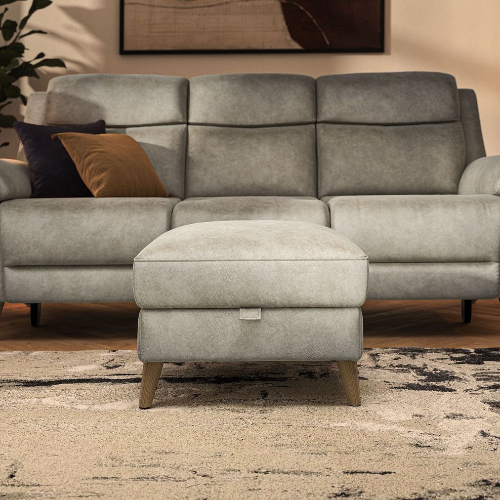 Brunel Storage Footstool in Marble Cream Fabric 2