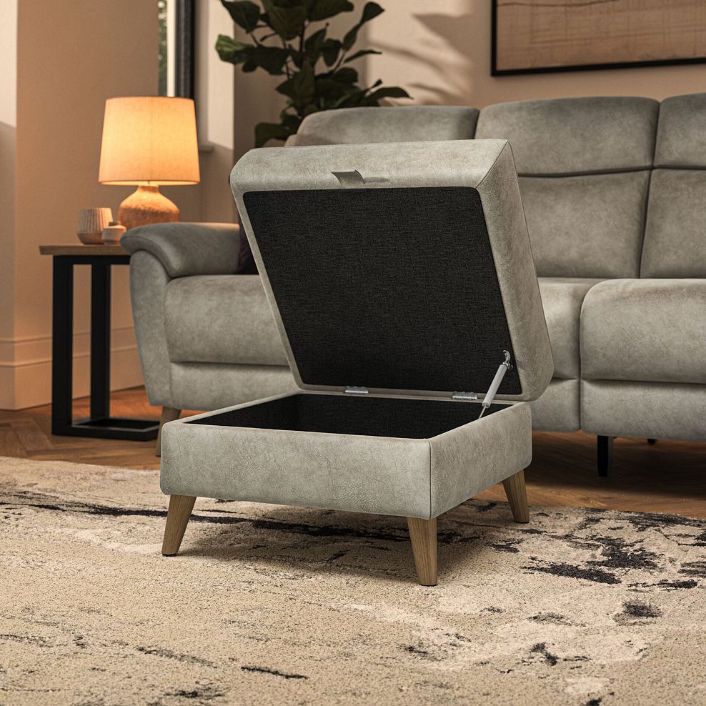 Brunel Storage Footstool in Marble Cream Fabric 3