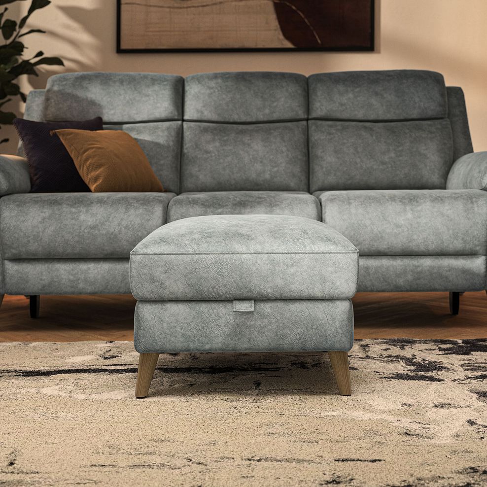 Brunel Storage Footstool in Marble Silver Fabric 2