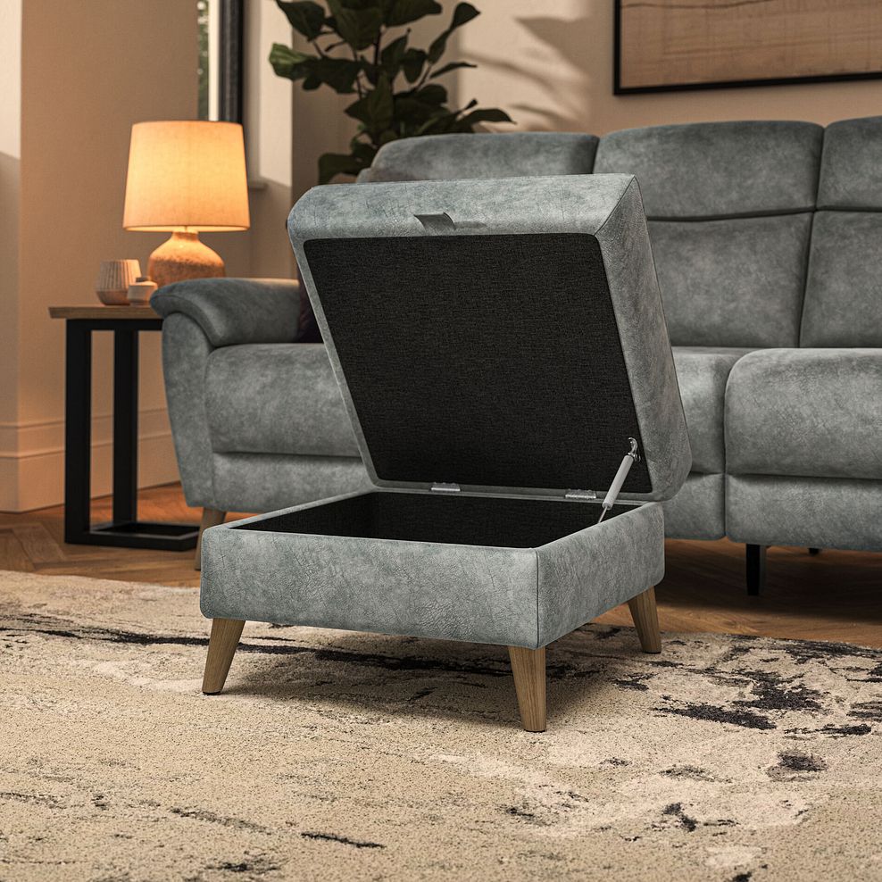 Brunel Storage Footstool in Marble Silver Fabric 3