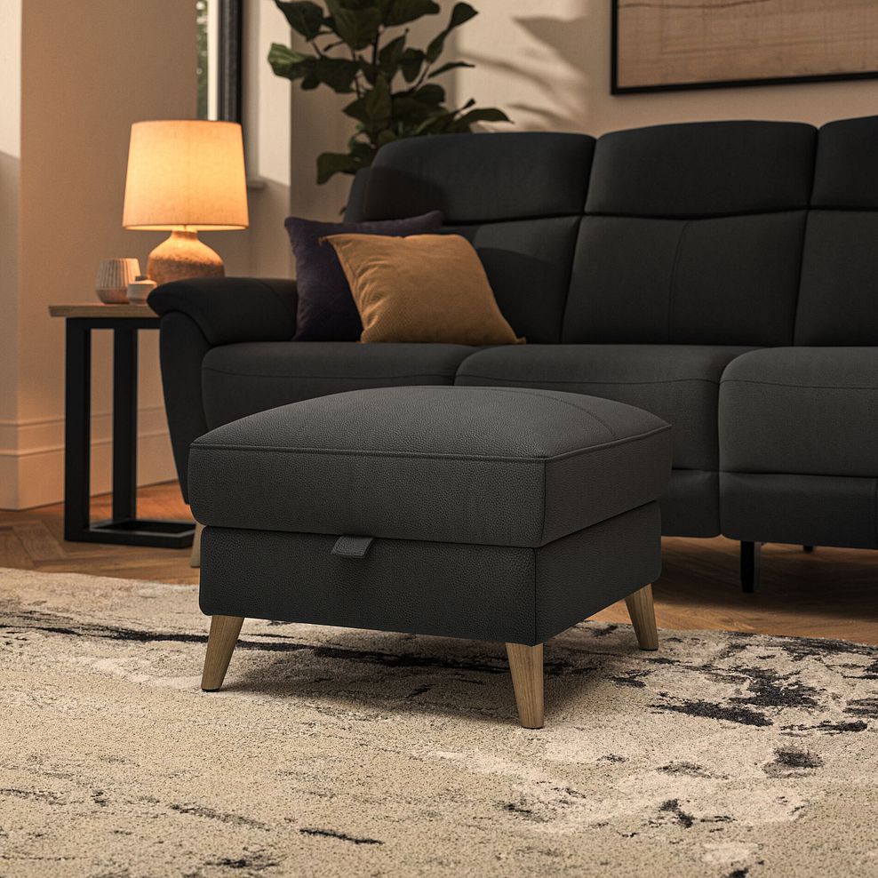 Brunel Storage Footstool in Storm Leather 1