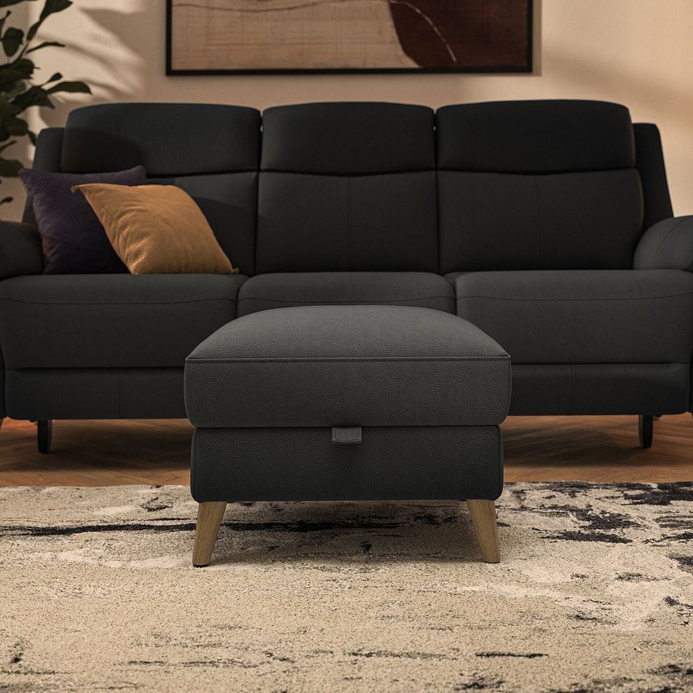 Brunel Storage Footstool in Storm Leather 2