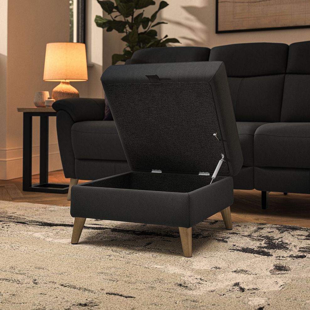 Brunel Storage Footstool in Storm Leather 3