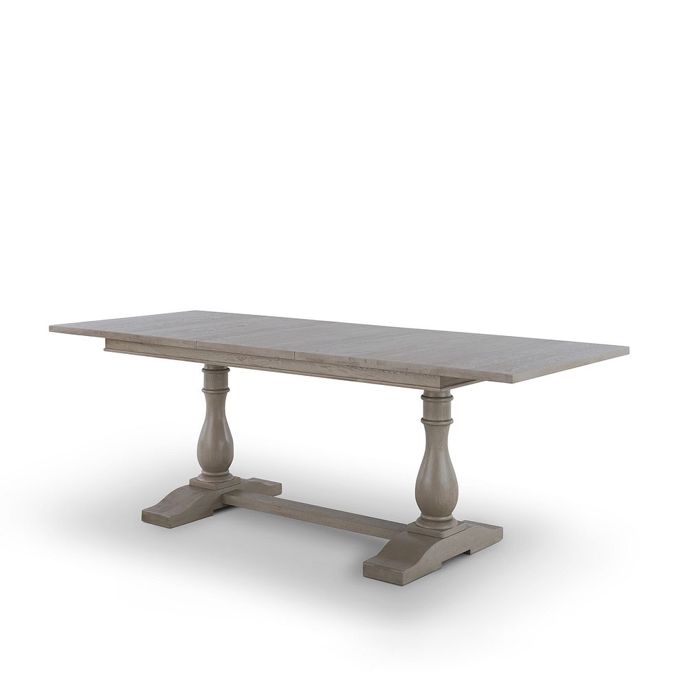Burleigh 5ft11" Dining Table and 6 Isobel Chairs in Storm Grey Velvet with Weathered Oak Legs 4