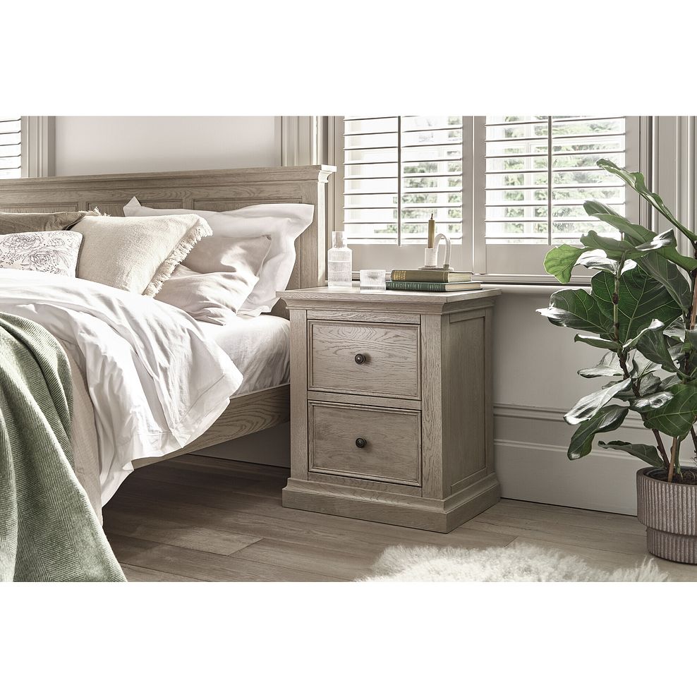 Burleigh Light Grey 2 Drawer Bedside Table - Solid Hardwood Thumbnail 2