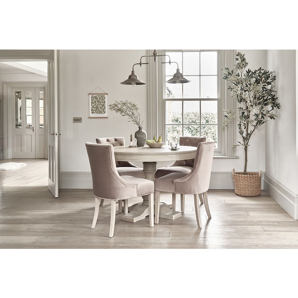 Burleigh Light Grey 4 Seater Round Dining Table  - Solid Hardwood Thumbnail 2