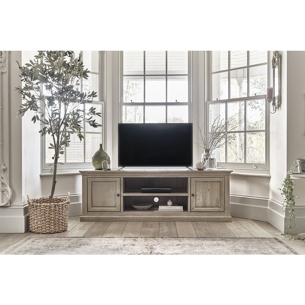 Burleigh Light Grey Extra Large TV Unit - Solid Hardwood 1