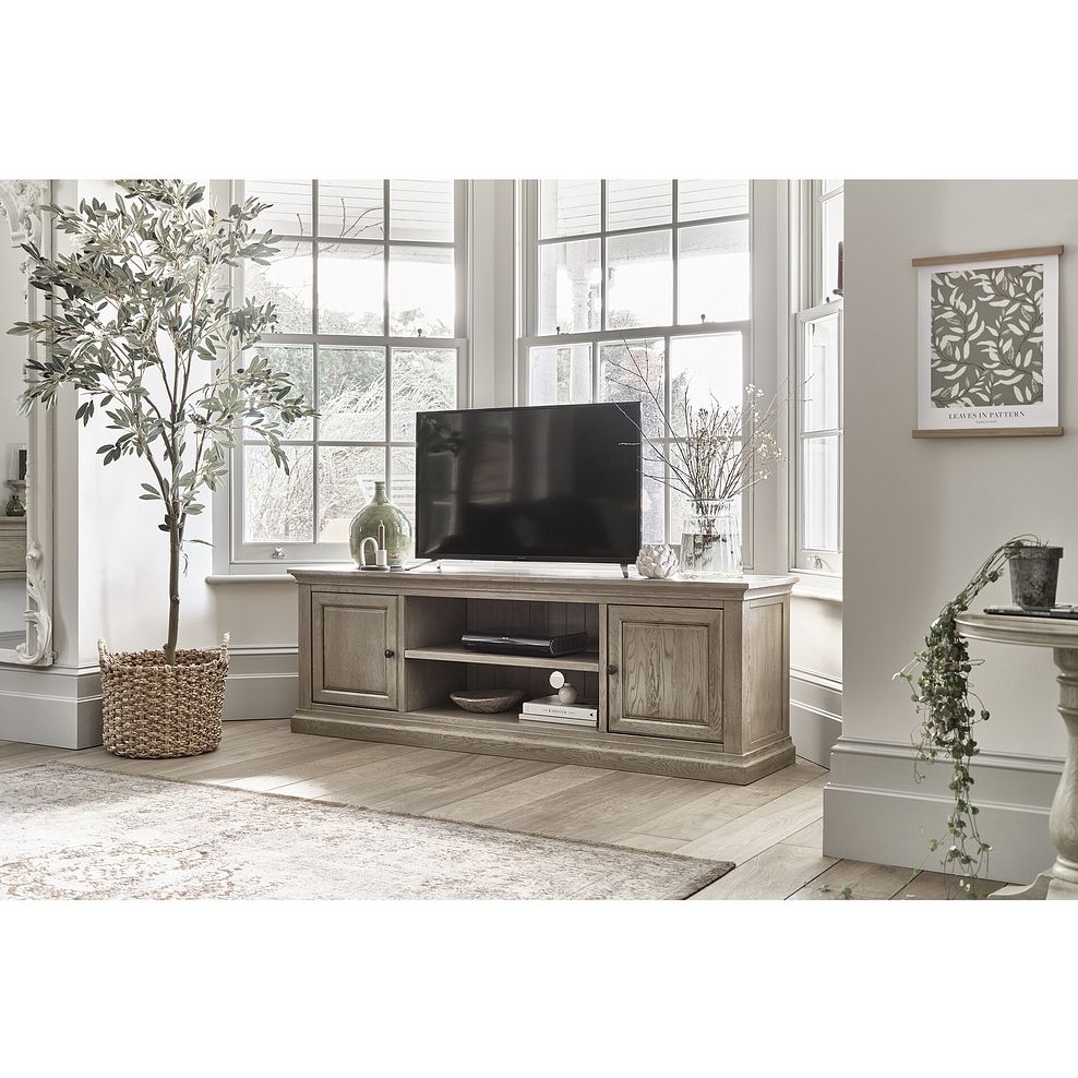 Burleigh Light Grey Extra Large TV Unit - Solid Hardwood 2