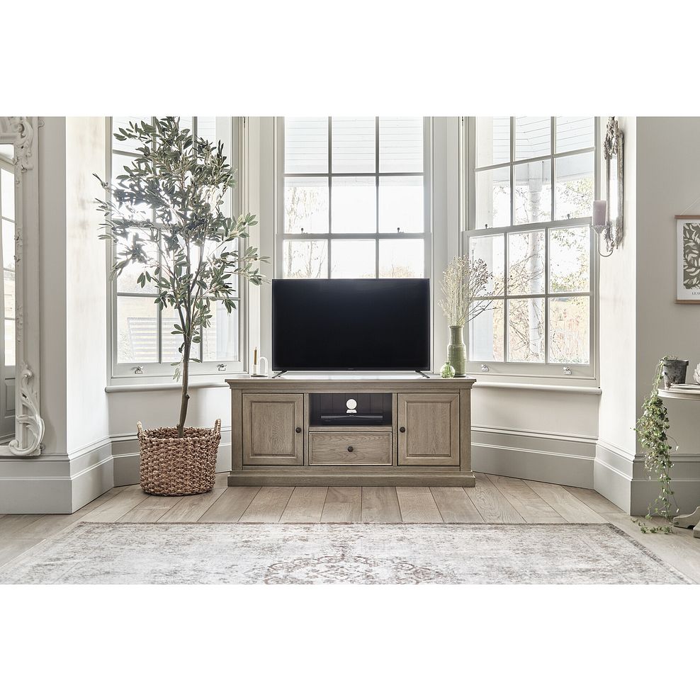 Burleigh Light Grey Large TV Unit - Solid Hardwood Thumbnail 1