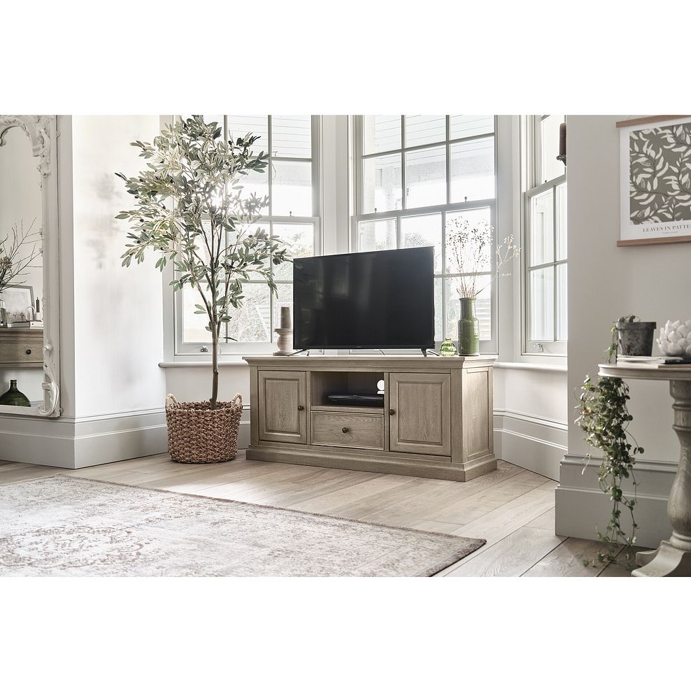 Burleigh Light Grey Large TV Unit - Solid Hardwood 2