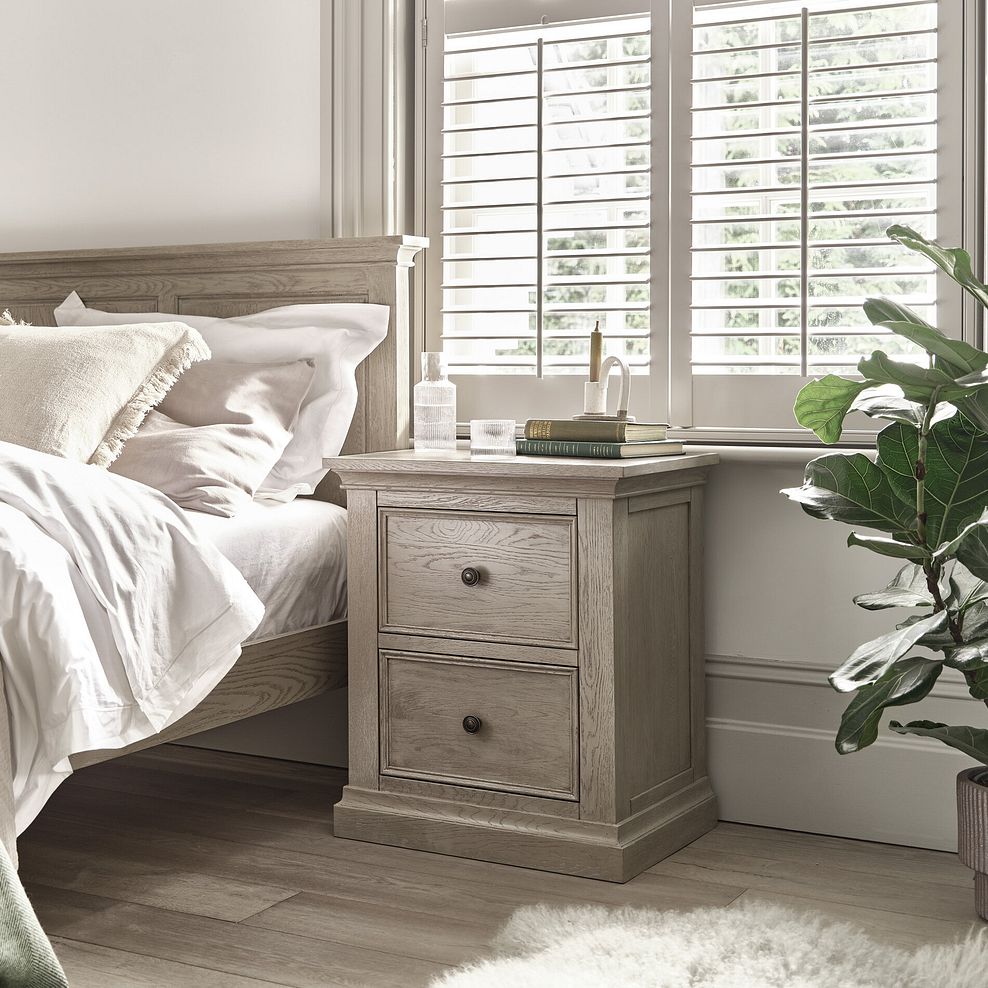 Burleigh Light Grey 2 Drawer Bedside Table - Solid Hardwood 2