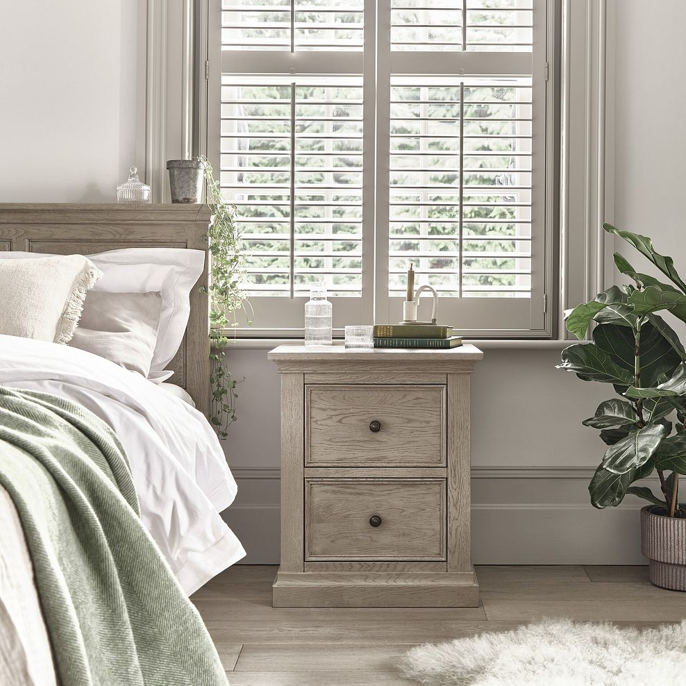 Burleigh Light Grey 2 Drawer Bedside Table - Solid Hardwood 1