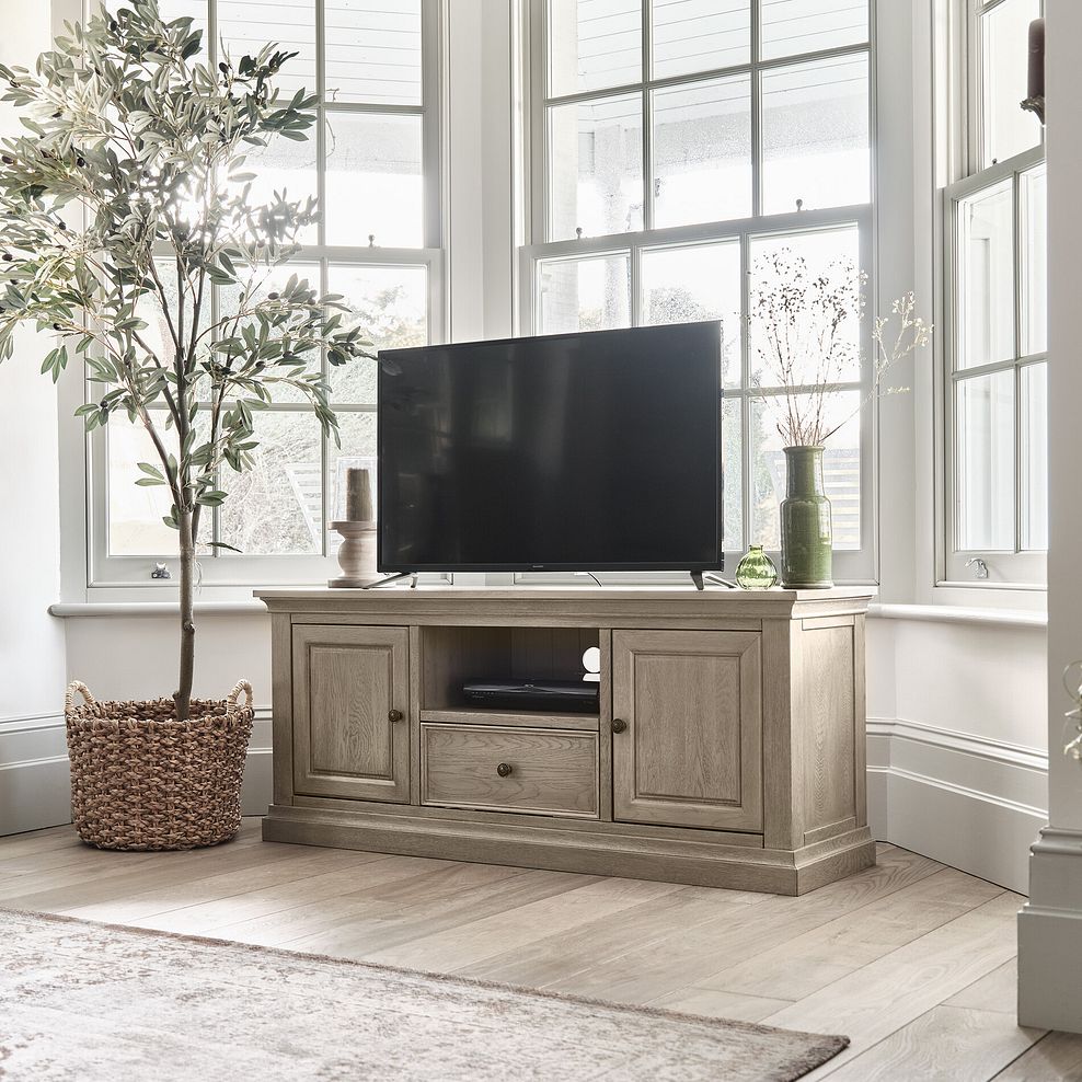Burleigh Light Grey Large TV Unit - Solid Hardwood 2
