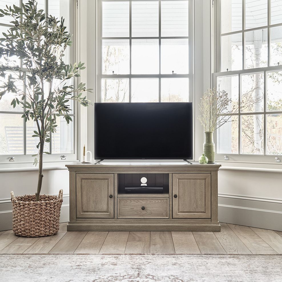 Burleigh Light Grey Large TV Unit - Solid Hardwood 1
