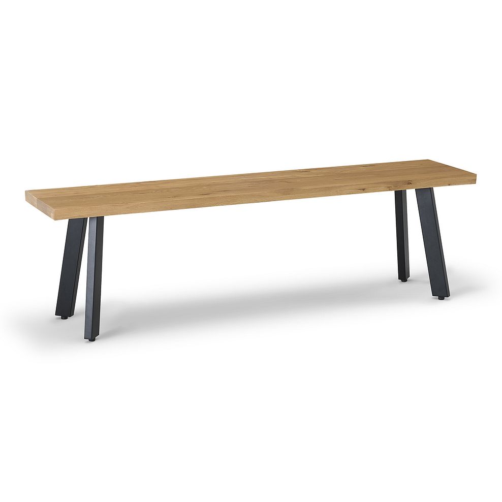 Cam Natural Solid Oak and Metal Bench 160cm 3