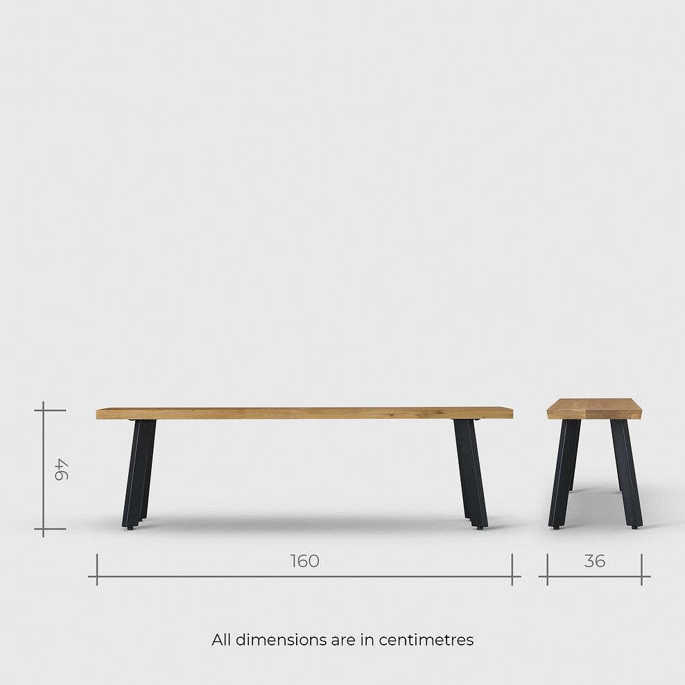 Cam Natural Solid Oak and Metal Bench 160cm 9
