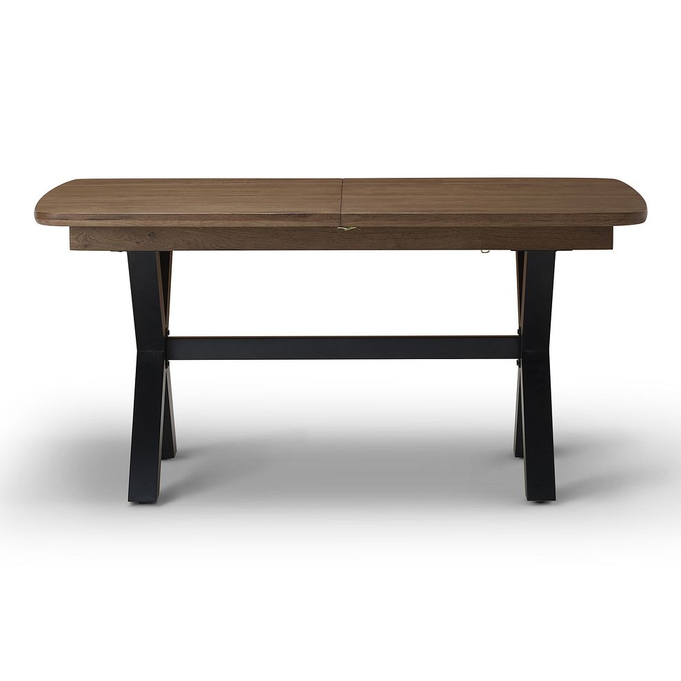 Camford Walnut Stained Solid Oak Boat Extending Dining Table with Cross Bar Legs 4