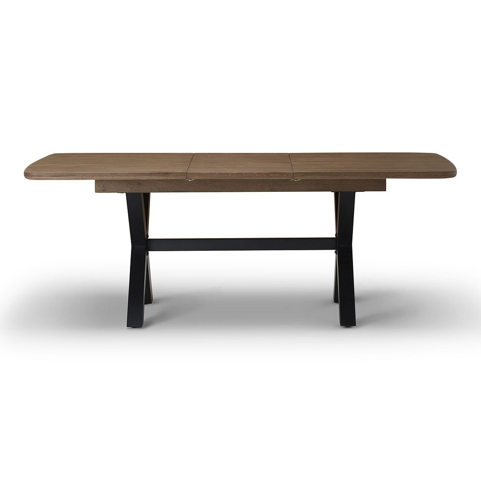 Camford Walnut Stained Solid Oak Boat Extending Dining Table with Cross Bar Legs 6