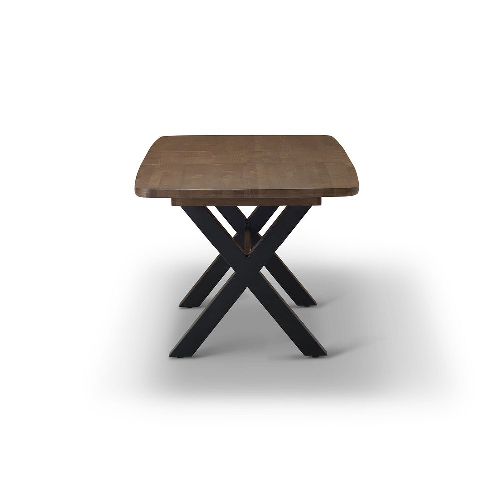Camford Walnut Stained Solid Oak Boat Extending Dining Table with Cross Bar Legs 5